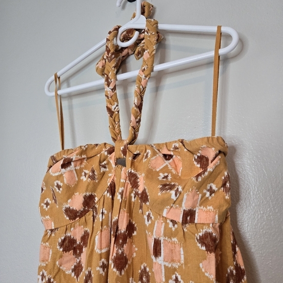 NWT Aerie Printed Halter Midi Dress Linen Size Large - Picture 4 of 7